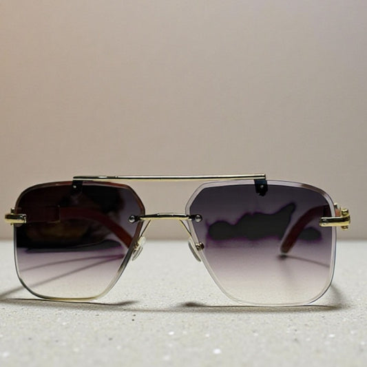 Frameless Luxury Sunglasses Wooden Legs Premium Look
