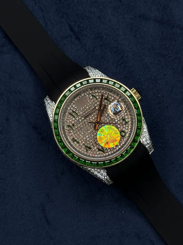 RLX Luxury Gem-Set Rubber Strap Watch